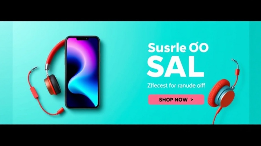 Optimized e-commerce banner displaying a phone and headphones, modern layout.