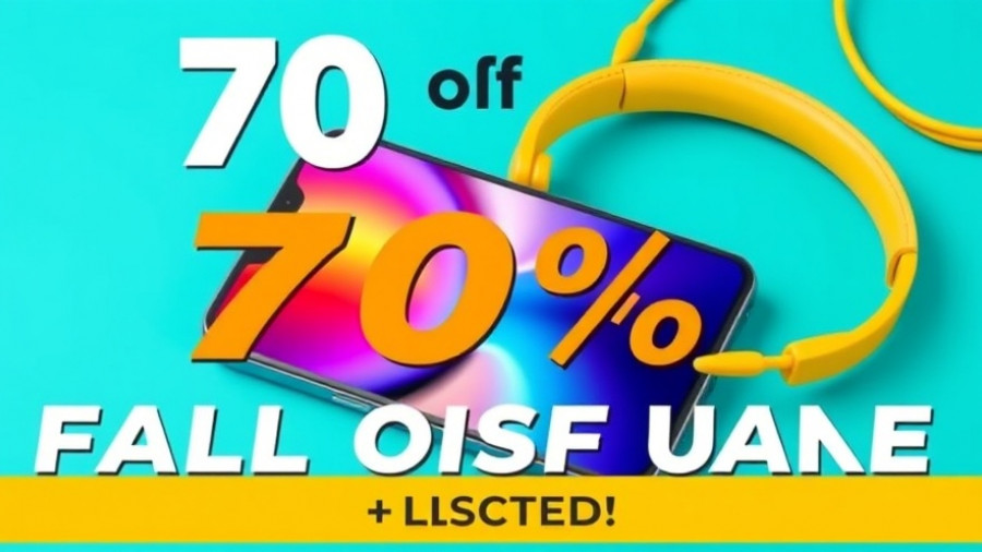 Advertising banner with discount promotion and tech gadgets, no basement insulation shown.