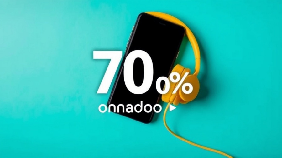 Ad banner with smartphone and headphones for Amazon discount
