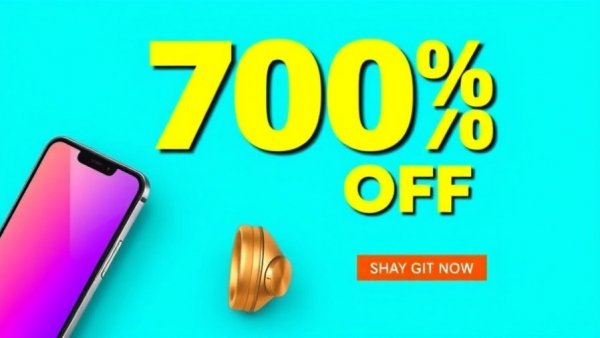 Advertisement showcasing a discount on Amazon with a phone and headphones.