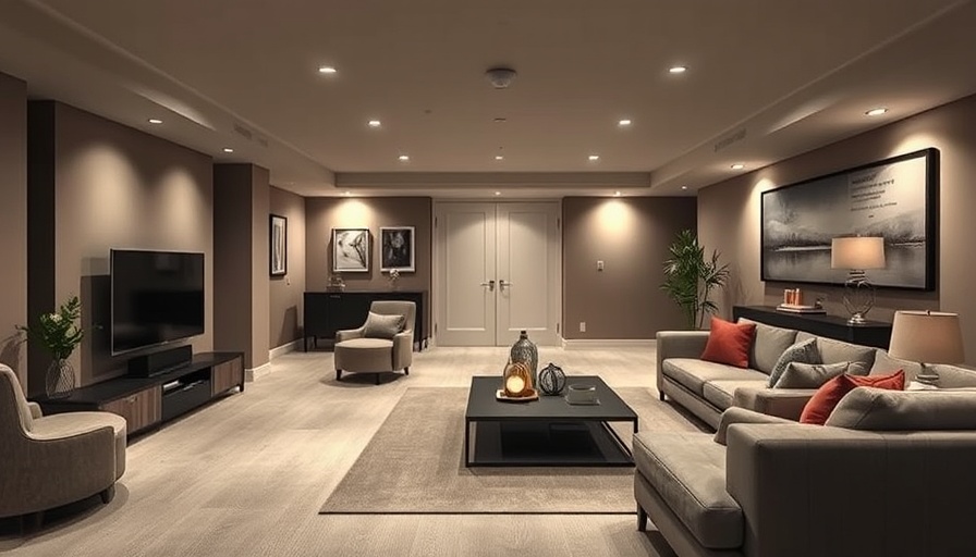 Modern basement with stylish furniture for conversion ideas.