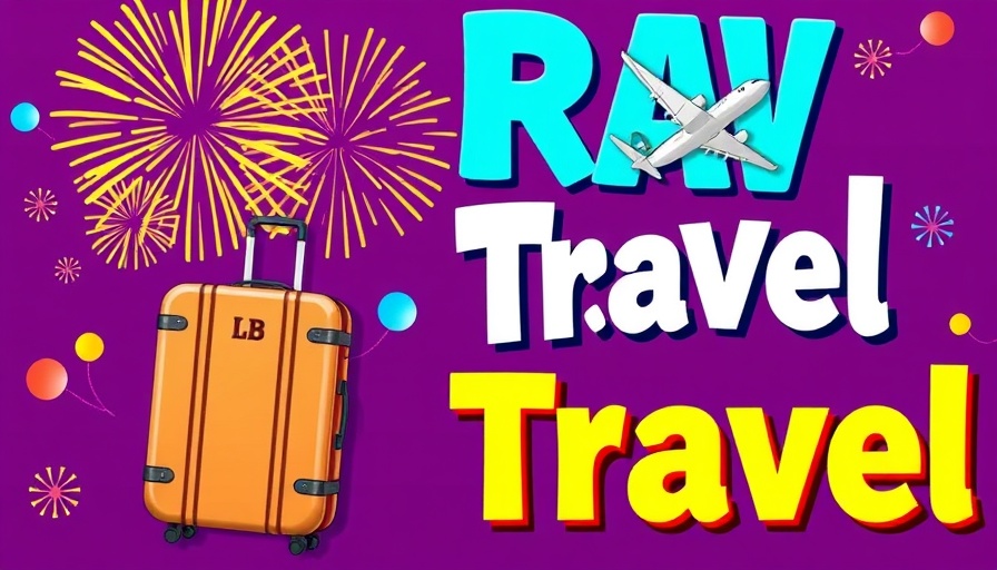 Travel ad with luggage and airplane, 50% off offer.
