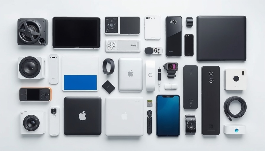 Electronic gadgets in a digital ad, before and after renovation showcases.