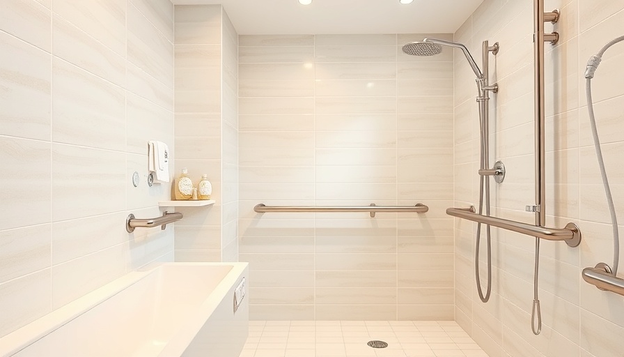 Modern bathroom with safety rails, emphasizing bathroom safety.