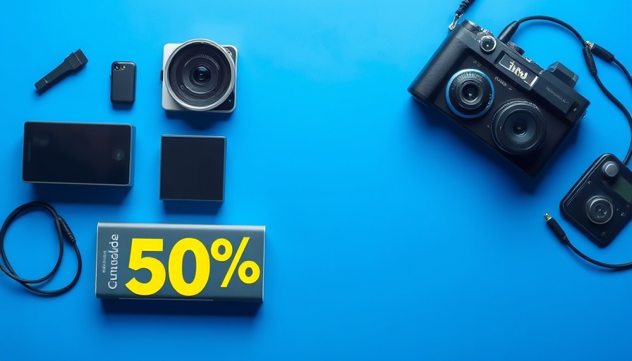 Promotional banner for tech gadgets showing a 70% discount offer.