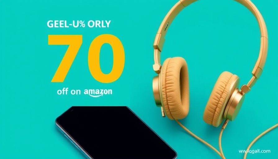 Banner showing a smartphone and headphones with Amazon discount.