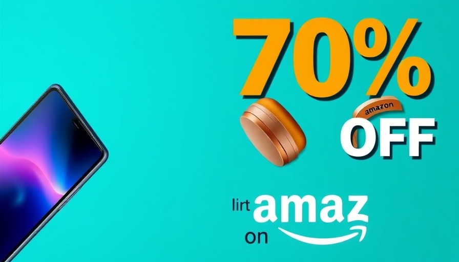 Advertisement banner for discounts on Amazon featuring smartphone and headphones.