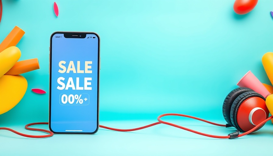 Promotional banner displaying discounts on electronics with vibrant design.