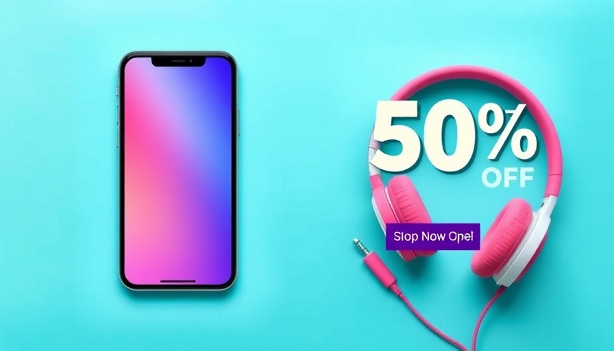 Advertisement banner showing Amazon discount with phone and headphones.