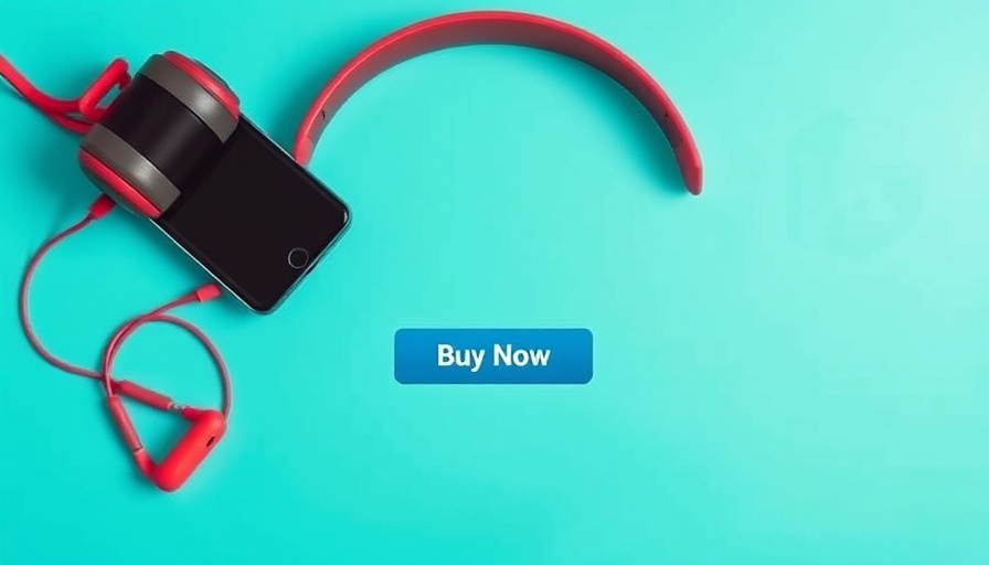Minimalistic banner for optimized layouts featuring a phone and headphones.