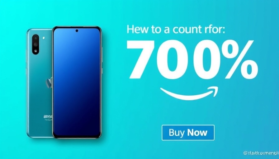 Advertisement featuring a smartphone and headphones for a 70% Amazon discount.