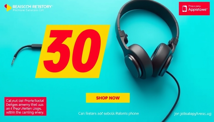 Smart Storage and Organization promotional ad with smartphone and headphones