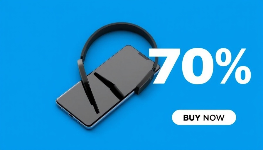 Advertisement for electronics with 70% discount offer.