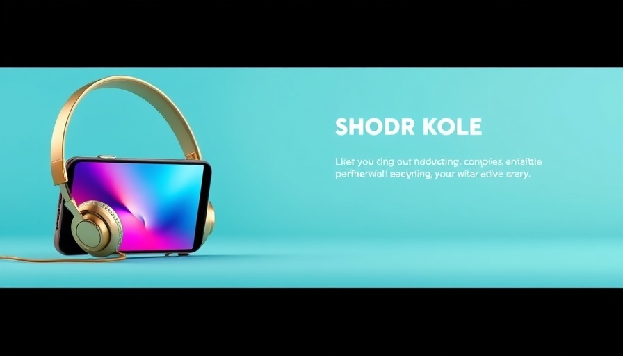 Sleek ad banner with phone and headphones, optimized for small spaces