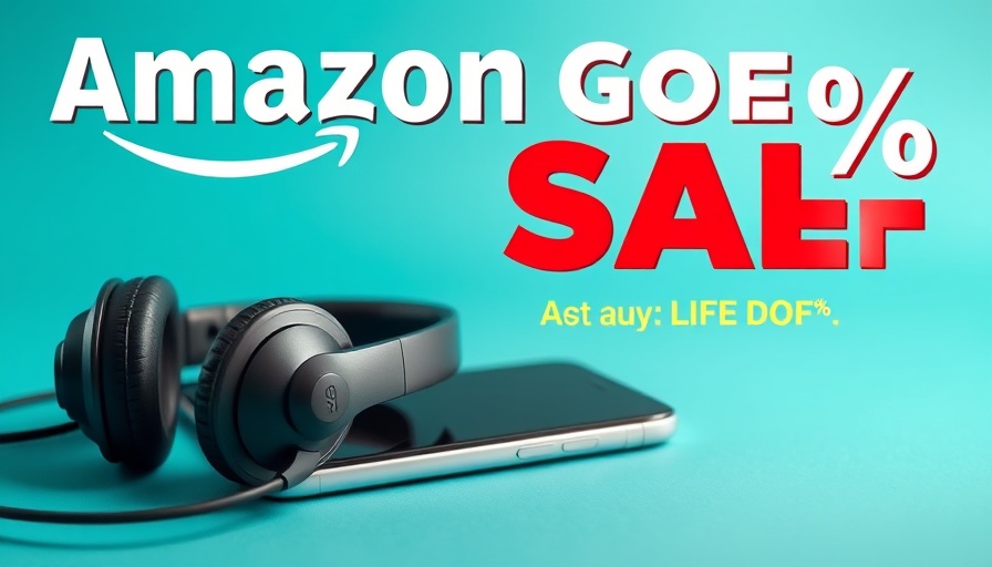 Vibrant promotional banner showing Amazon offer with smartphone and headphones.
