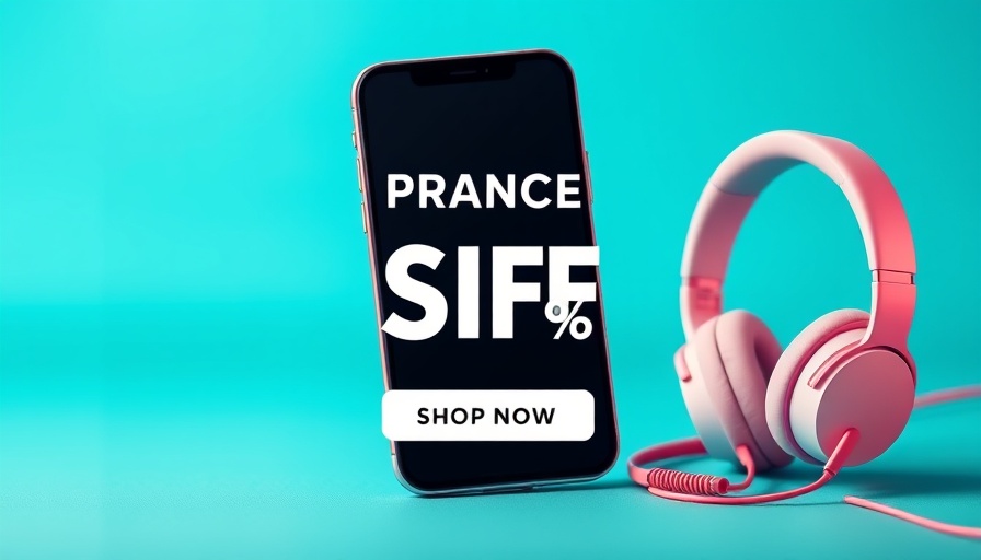 Promotional banner with discount offer and tech gadgets.