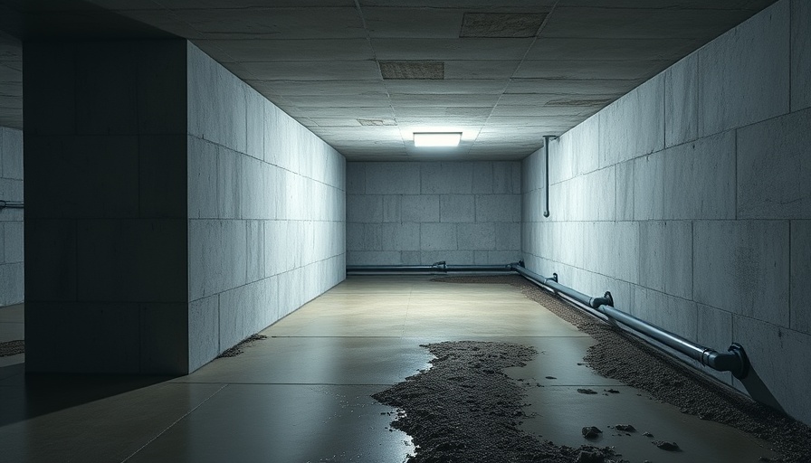 Modern basement with effective waterproofing system for flood prevention.