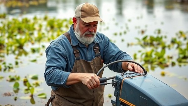 Sustainable mussel farming method in action, water setting.