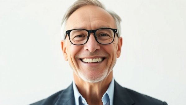 Professional portrait of a smiling older man with glasses.