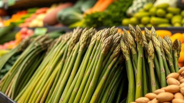 Fresh seasonal asparagus in Canada on display in a supermarket.