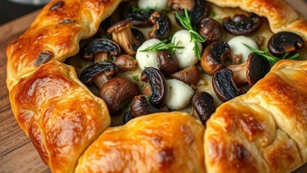Herbed Mushroom and Goat Cheese Galette close-up.