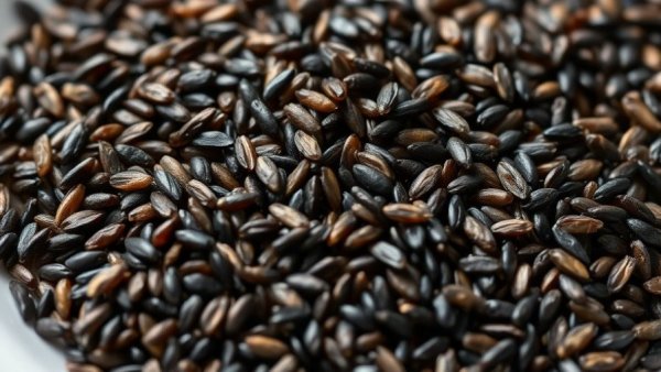 Close-up of wild rice grains highlighting sustainability.
