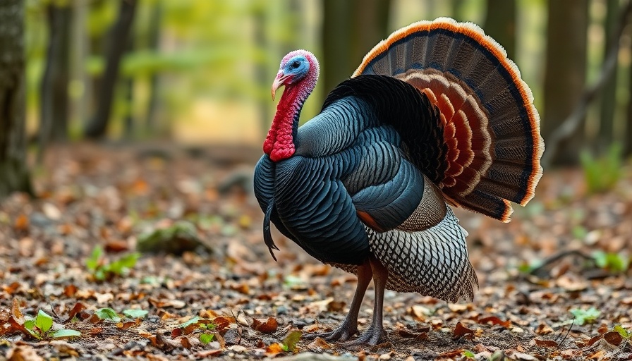 Majestic wild turkey in natural setting, traditions of a turkey feast.