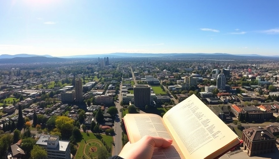 Sunny view of Berkeley CA with book in hand.