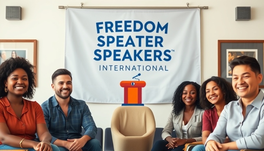 North Korean Refugees Public Speaking Classes banner with two smiling individuals.