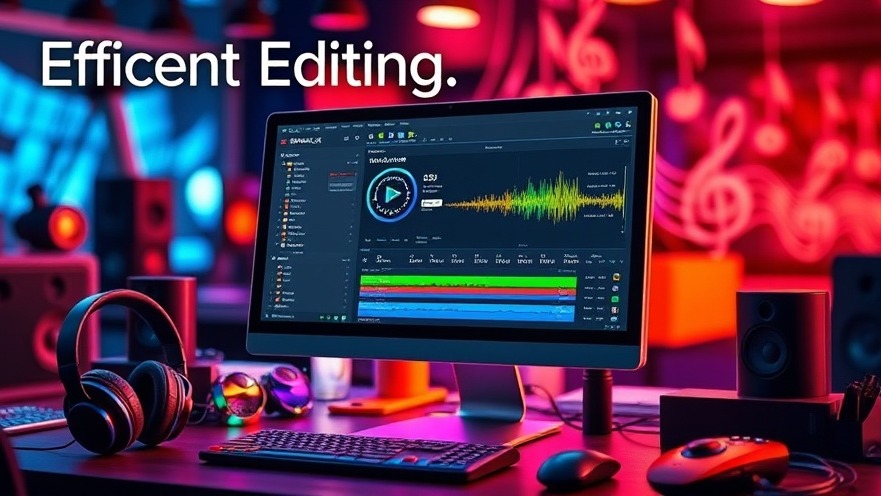 Modern audioeditor workspace with mp3DirectCut interface and vibrant editing tools.