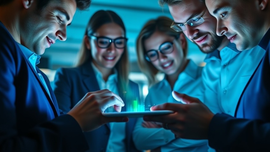 Professionals collaborating on a tablet, ensuring Datenschutz and Datensicherheit.
