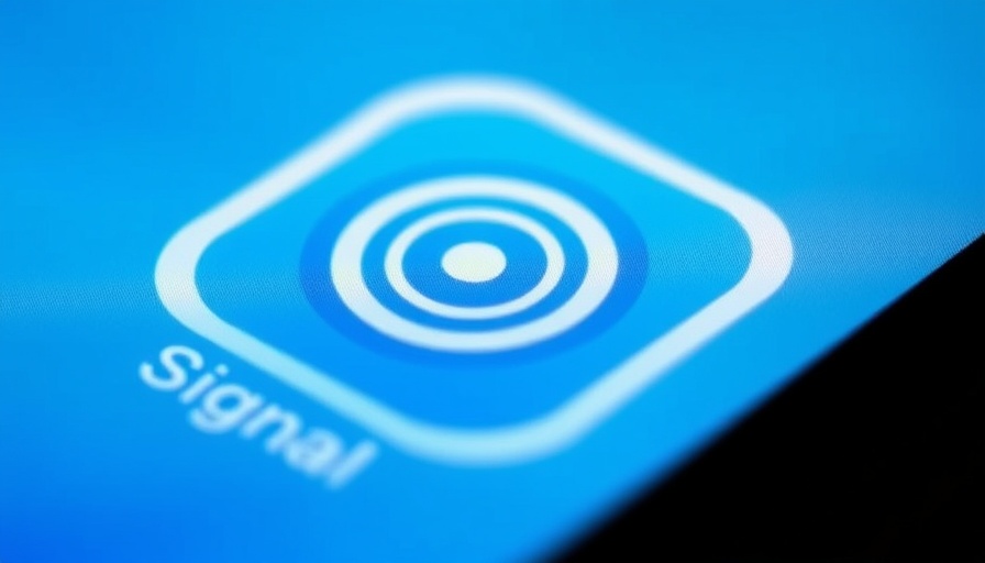 Close-up of Signal app icon on phone screen, depicting security focus.