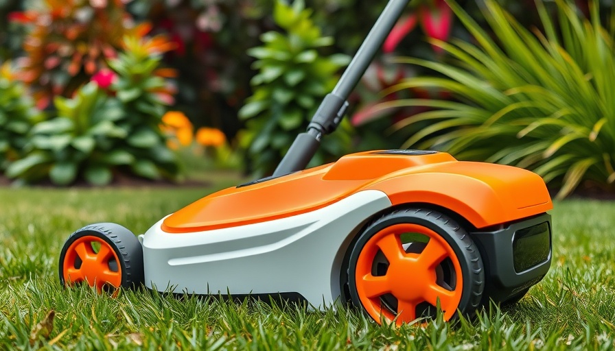 Beste Akku-Rasenmäher 2023: modern lawn mower on grass.