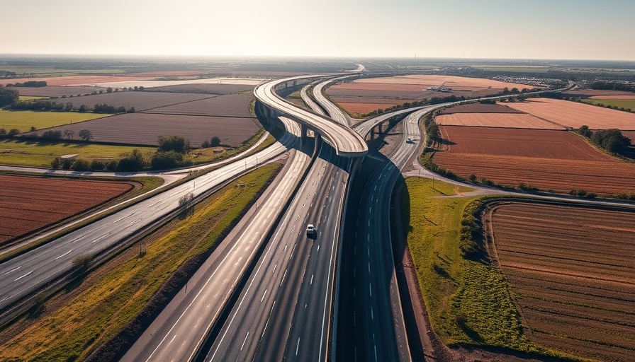 A1 zur Ostsee highway aerial view showcasing multiple lanes and overpass.