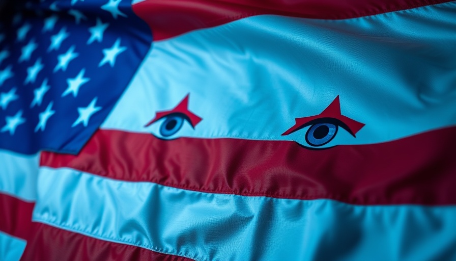 US flag with surveillance eye symbols reflecting intelligence oversight.