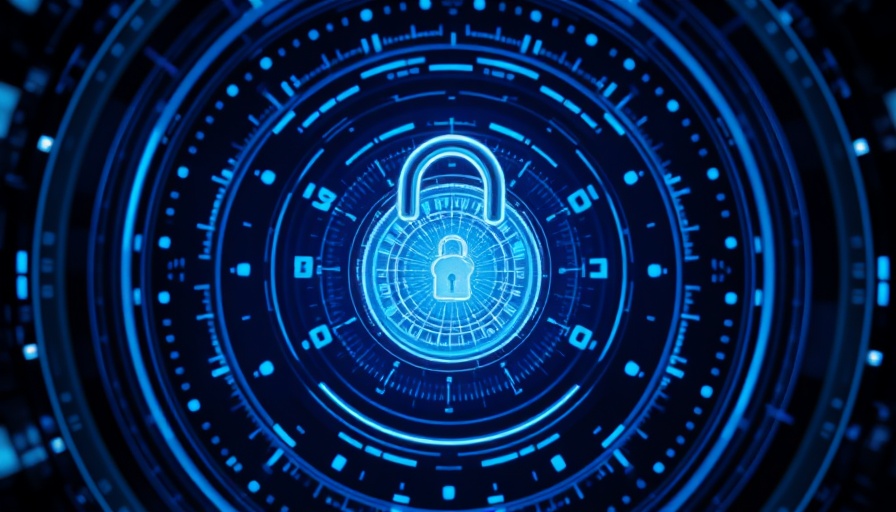 Futuristic digital security lock with blue circles, Microsoft Defender SQL Server End-of-Life falsch concept.