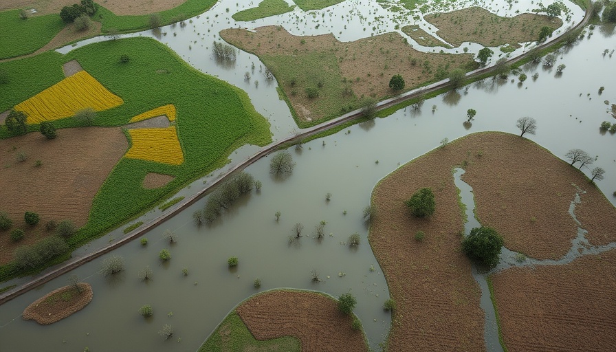 Aerial view of flooded landscape in Mexico after storm, Unwetter Mexiko.
