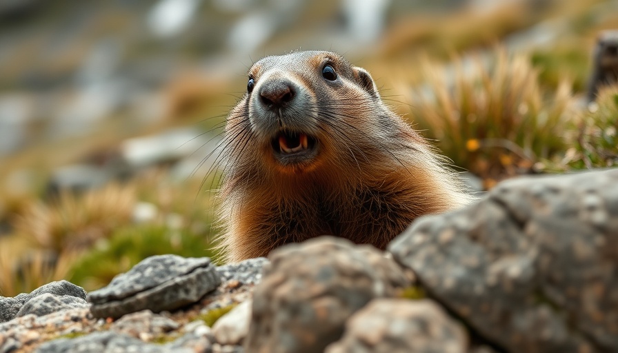 Curious marmot looking over rocks, nature scene, Chatkontrolle metaphor