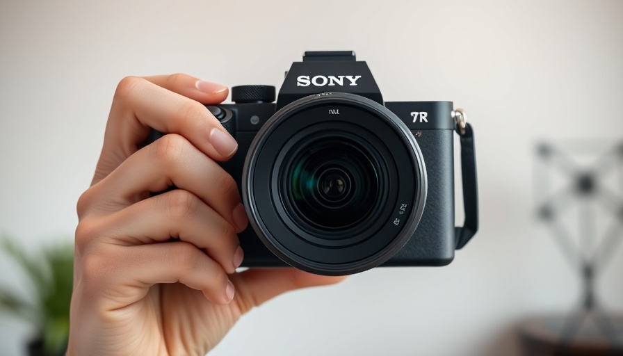 Close-up of a person testing Sony Alpha 7R V camera.