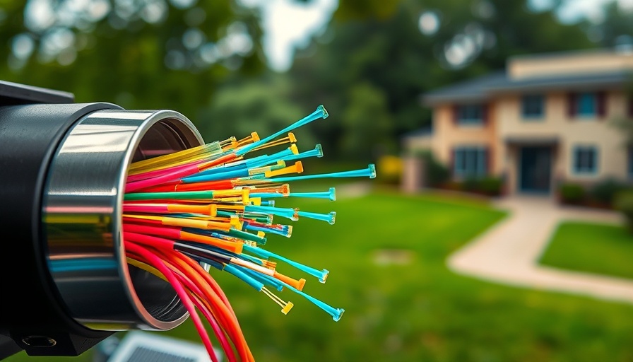 Vibrant fiber optic cables symbolize Glasfaseranschlüsse CO2-Reduktion.