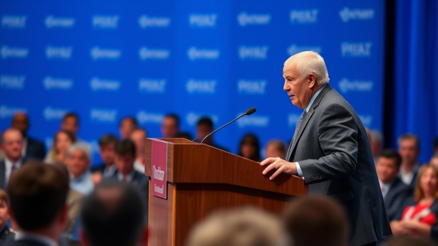 Friedrich Merz speaking at podium, professional event setting.