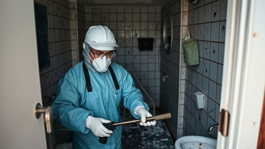 Tatortreinigerin Niedersachsen cleaning a neglected bathroom.