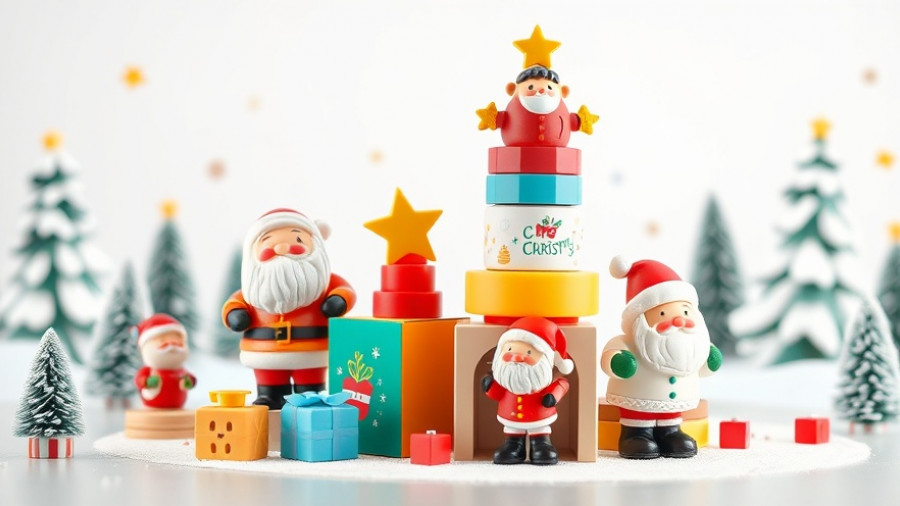 Stapelspiel Weihnachtsmänner stacking game with Santa figures and stars