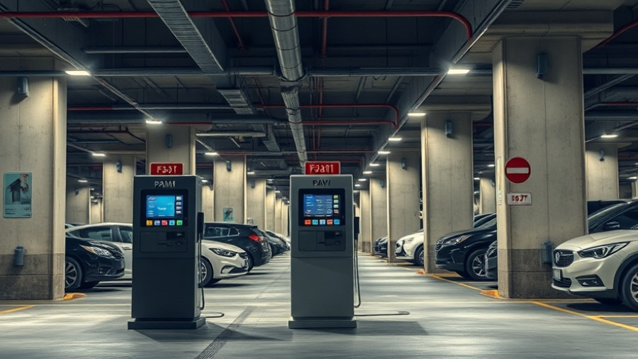 Underground parking in Norderstedt with payment machine and parked cars.