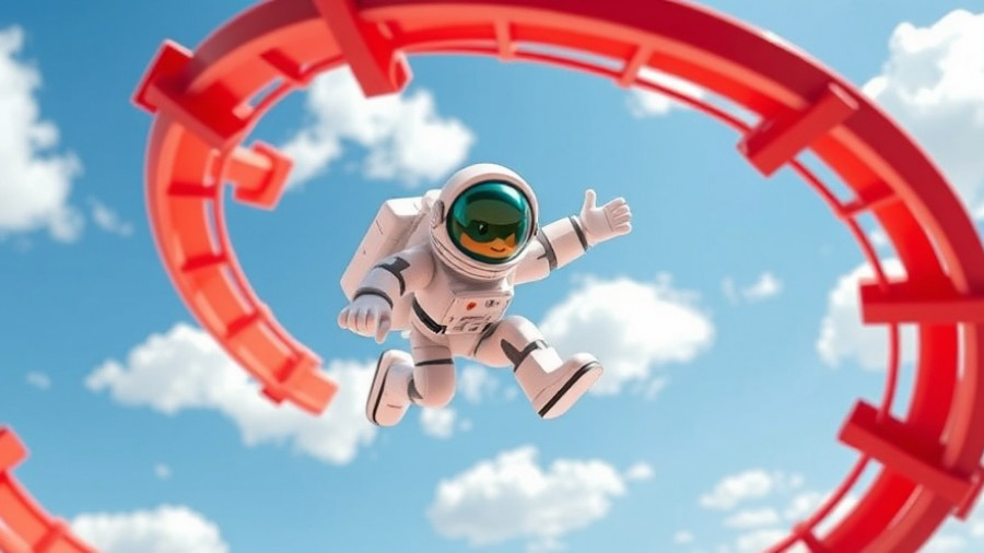 Modulares Action-Kinderspielzeug astronaut toy on a racetrack.