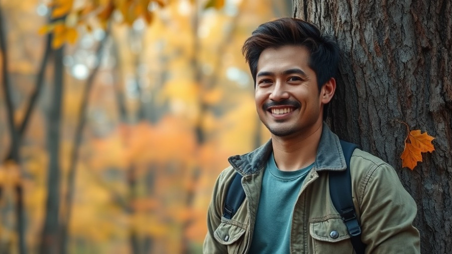 Man in forest near Sachsenwald Verwaltung Aumühle with a smile.