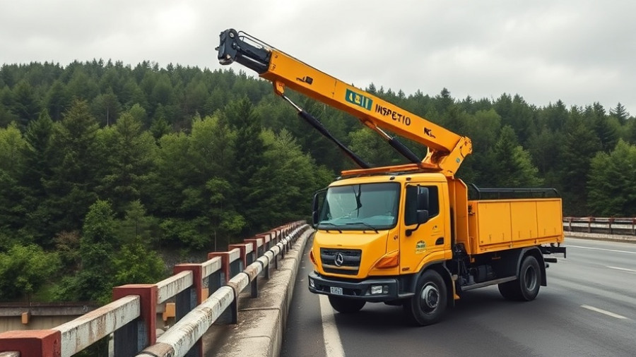 Bridge inspection vehicle in Schleswig-Holstein performing maintenance