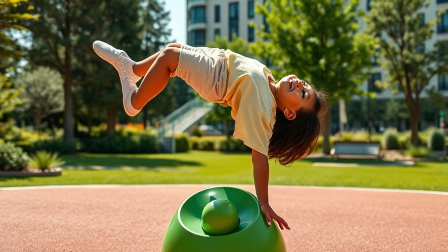 Nachhaltige Spielplatzgeräte: Child playing on eco-friendly equipment.
