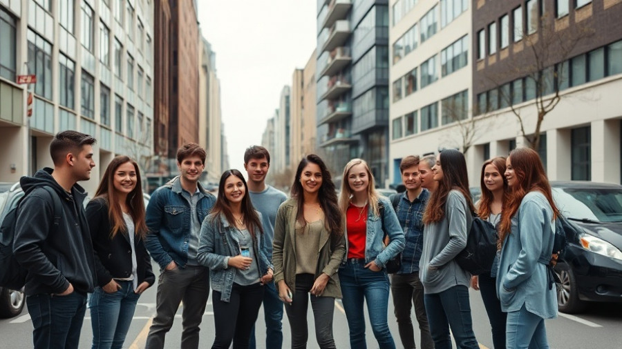 Youth group gathered in city, Altersverbot Australien soziale Netzwerke.