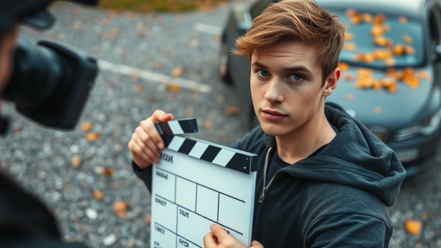 Film crew in Nordfriesland with a clapperboard.